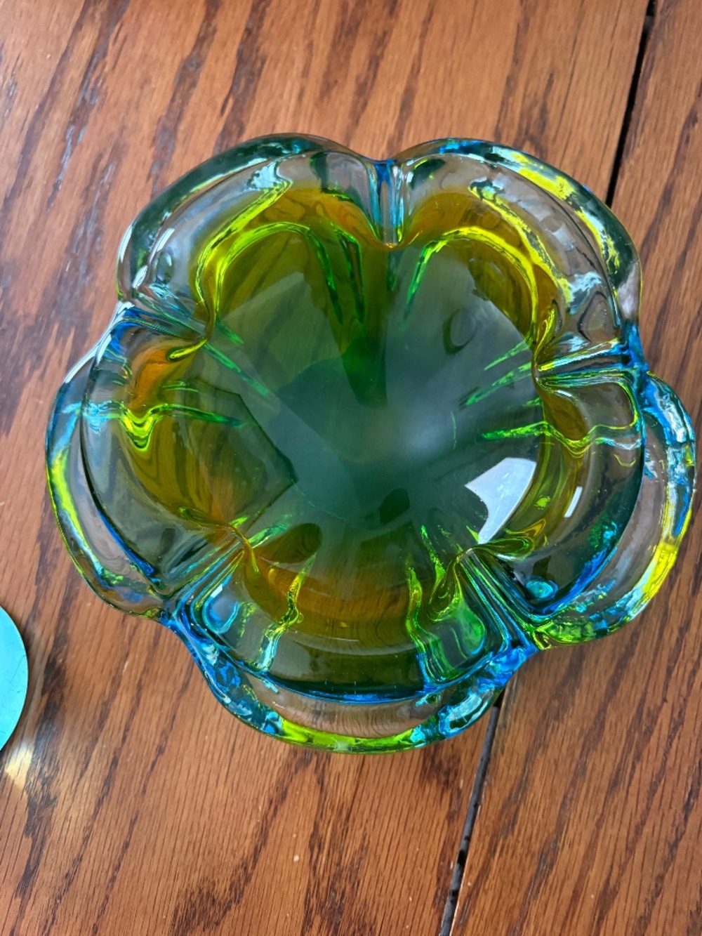 Vintage Art Deco Murano Sommerso blue green decorative trio